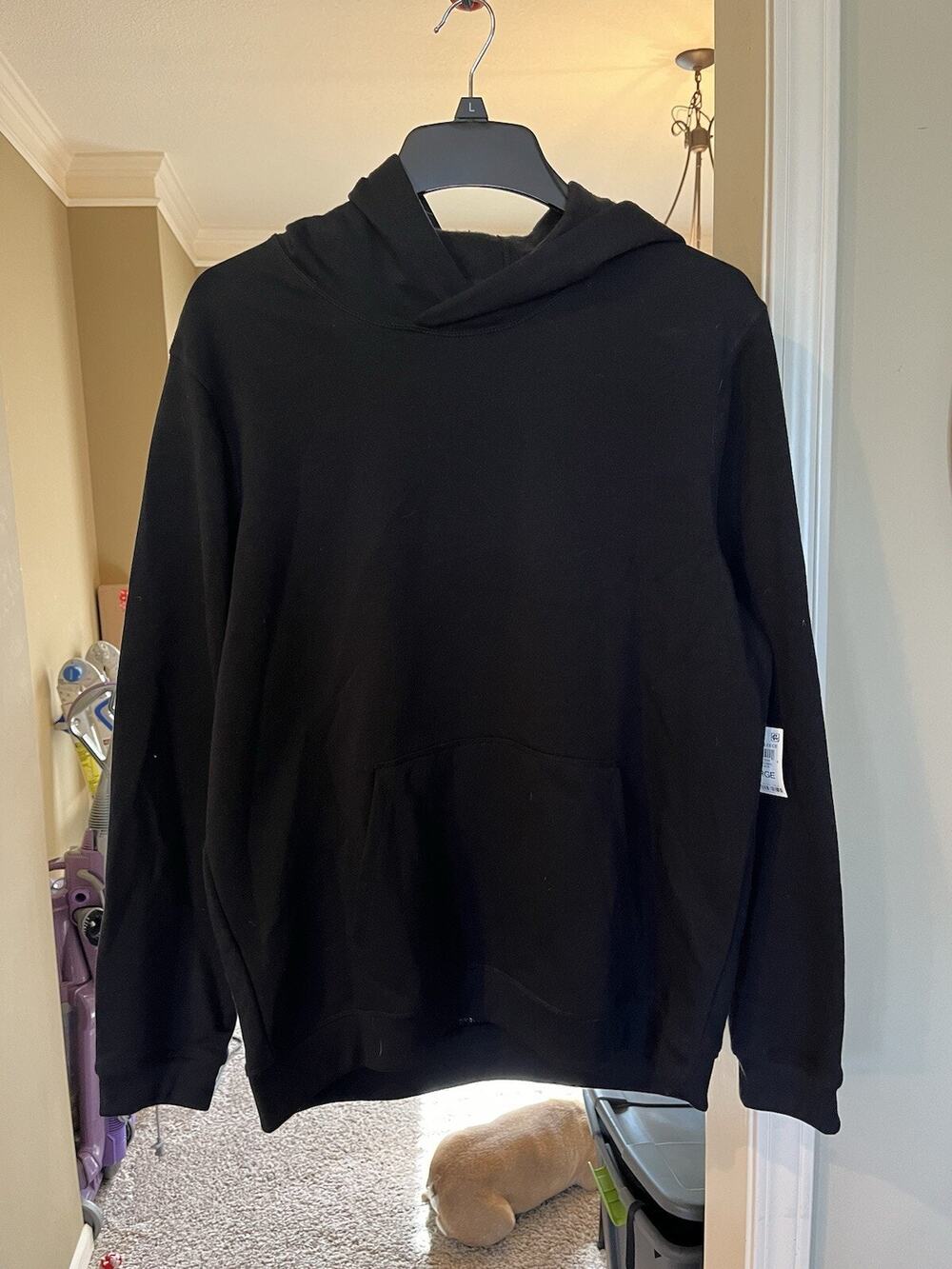 ID Ideology Men's Large Fleece Hoodie Front Pouch Pocket Black New